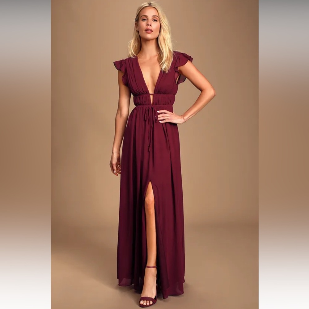 Lulus Maroon Chiffon Dress